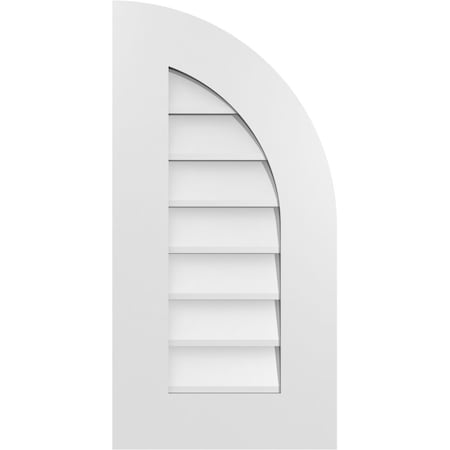Ekena Millwork Quarter Round Top Right Surface Mount PVC Gable Vent w/ 3-1/2"W x 1"P Standard Frame, 14"W x 28"H GVPQR14X2801SN